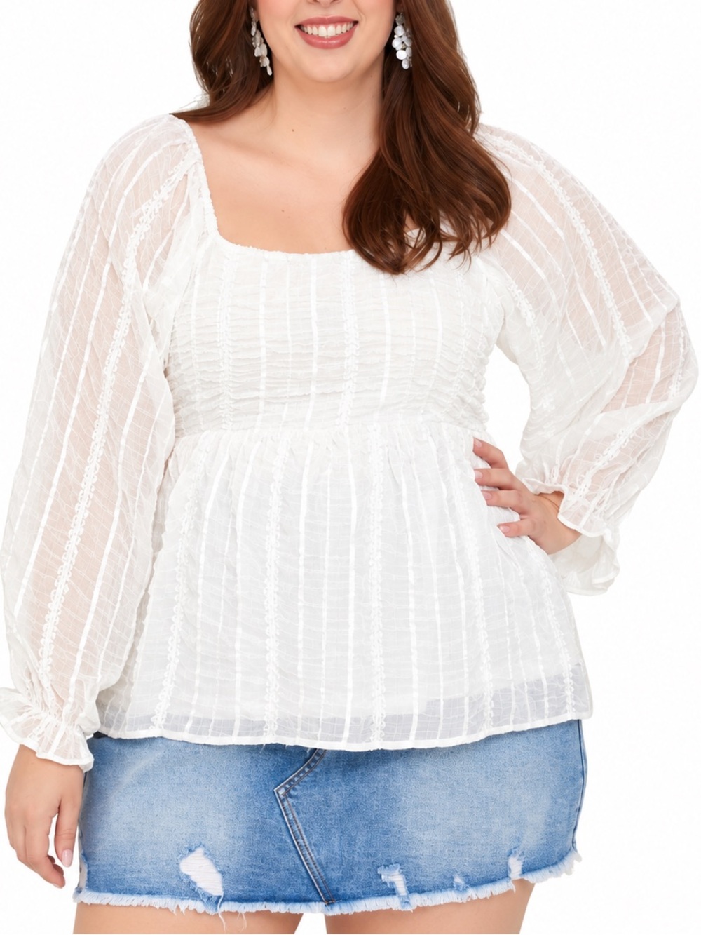 Arula Textured Peasant Blouse